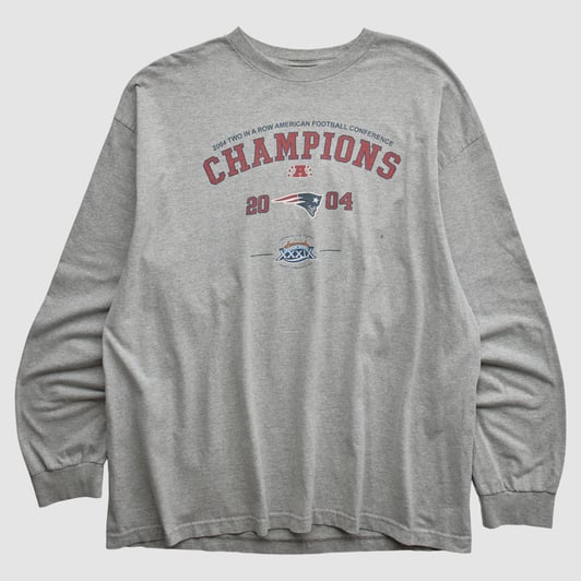 New England Patriots Alstyle 2004 Long Sleeve T-shirt - Heather Gray - 2XL by Fanatics Real Vintage