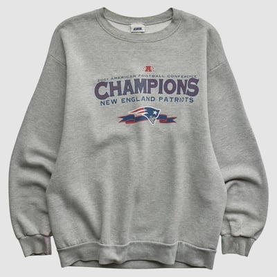 New England Patriots CSA 2001 Pullover Sweatshirt - Heather Gray - M by Fanatics Real Vintage