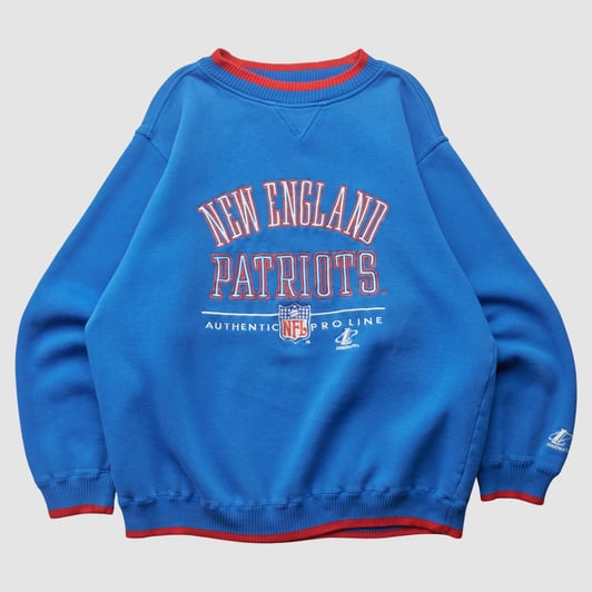 New England Patriots Logo Athletic 90s Pullover Sweatshirt - Blue - M by Fanatics Real Vintage