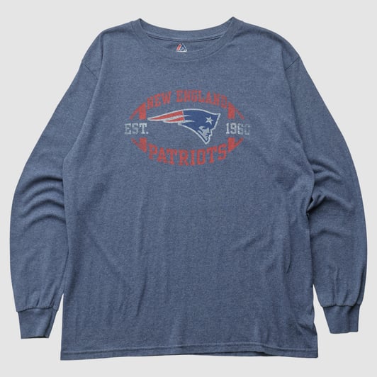 New England Patriots Majestic 2010s Long Sleeve T-shirt - Navy - L by Fanatics Real Vintage