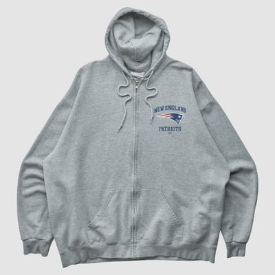 New England Patriots NFL 2000s Hooded Full Zip Sweatshirt - Heather Gray - L by Fanatics Real Vintage
