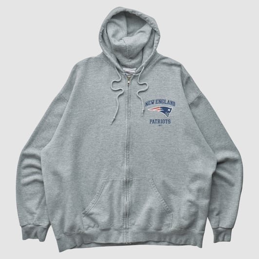 New England Patriots NFL 2000s Hooded Full Zip Sweatshirt - Heather Gray - L by Fanatics Real Vintage