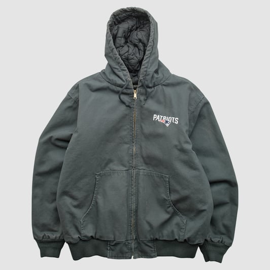New England Patriots NFL 2000s Hooded Pullover Jacket - Charcoal - L by Fanatics Real Vintage