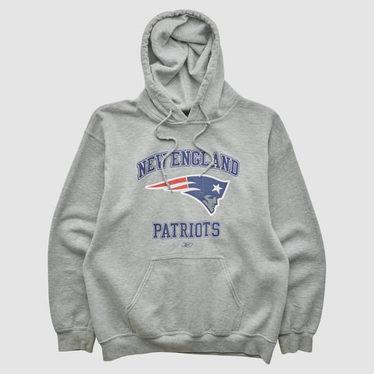 New England Patriots NFL 2000s Hooded Pullover Sweatshirt - Heather Gray - XS by Fanatics Real Vintage