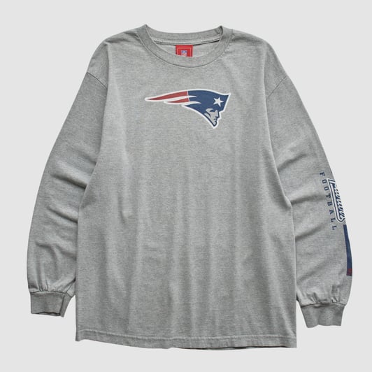 New England Patriots NFL 2000s Long Sleeve T-shirt - Heather Gray - M by Fanatics Real Vintage