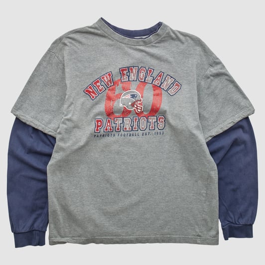 New England Patriots NFL 2000s Long Sleeve T-shirt - Heather Gray - M by Fanatics Real Vintage