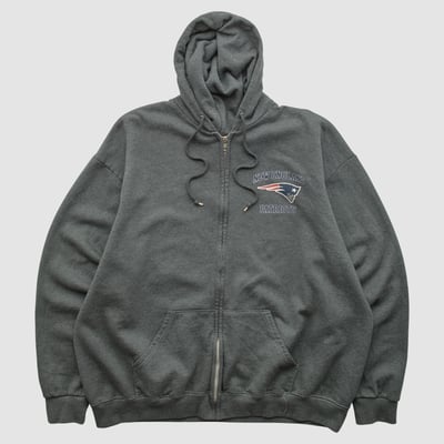 New England Patriots NFL 2010s Hooded Full Zip Sweatshirt - Dark Heather Gray - XL by Fanatics Real Vintage