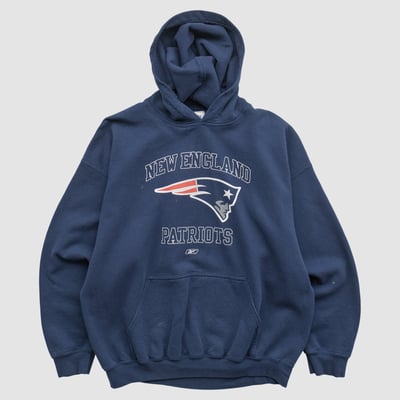 New England Patriots Reebok 2000s Hooded Pullover Sweatshirt - Navy - XL by Fanatics Real Vintage
