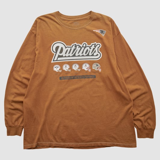 New England Patriots Reebok 2000s Long Sleeve T-shirt - Clay - 2XL by Fanatics Real Vintage