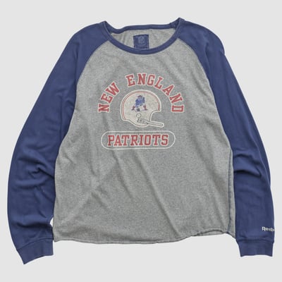 New England Patriots Reebok 2000s Long Sleeve T-shirt - Heather Gray - M by Fanatics Real Vintage