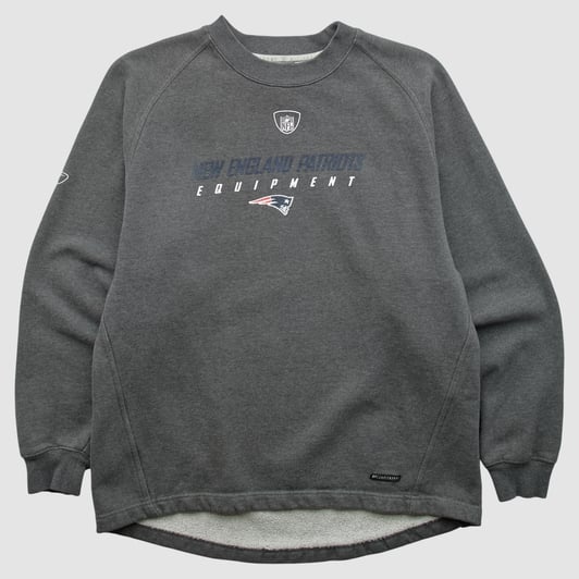 New England Patriots Reebok 2000s Pullover Sweatshirt - Dark Heather Gray - S by Fanatics Real Vintage