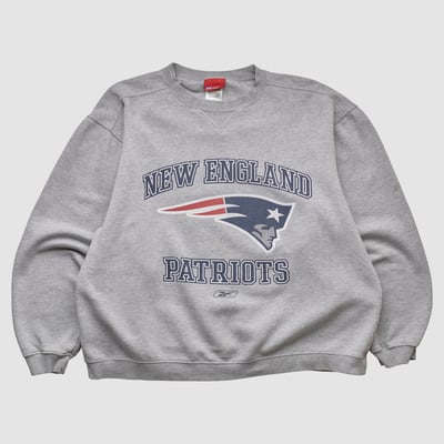 New England Patriots Reebok 2000s Pullover Sweatshirt - Heather Gray - M by Fanatics Real Vintage