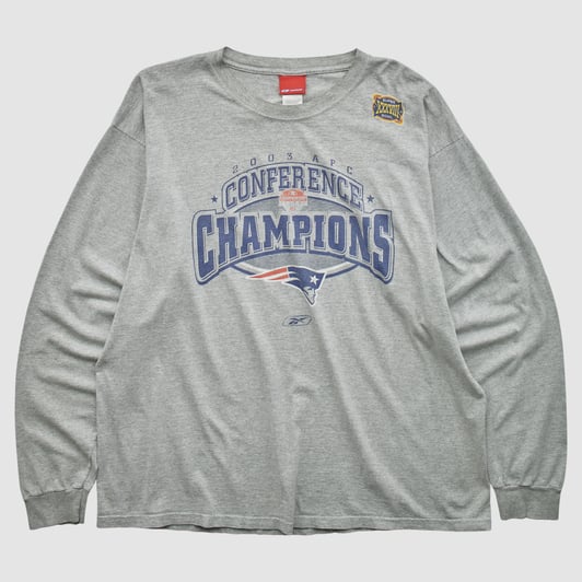 New England Patriots Reebok 2003 Long Sleeve T-shirt - Heather Gray - 3XL by Fanatics Real Vintage