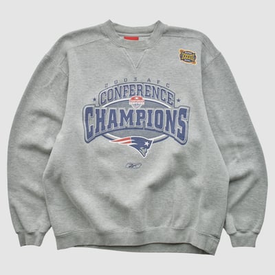 New England Patriots Reebok 2003 Pullover Sweatshirt - Heather Gray - M by Fanatics Real Vintage