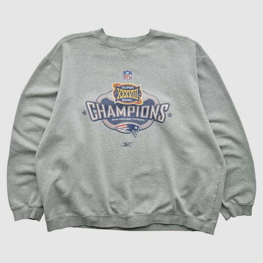 New England Patriots Reebok 2004 Pullover Sweatshirt - Heather Gray - 3XL by Fanatics Real Vintage