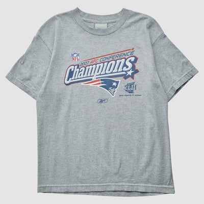 New England Patriots Reebok 2007 T-shirt - Heather Gray - S by Fanatics Real Vintage