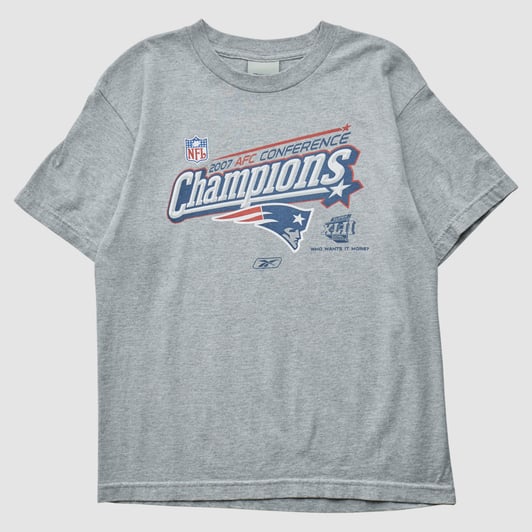 New England Patriots Reebok 2007 T-shirt - Heather Gray - S by Fanatics Real Vintage