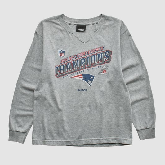 New England Patriots Reebok 2011 Long Sleeve T-shirt - Heather Gray - XS by Fanatics Real Vintage