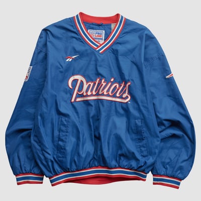 New England Patriots Reebok 90s Pullover Jacket - Blue - M by Fanatics Real Vintage