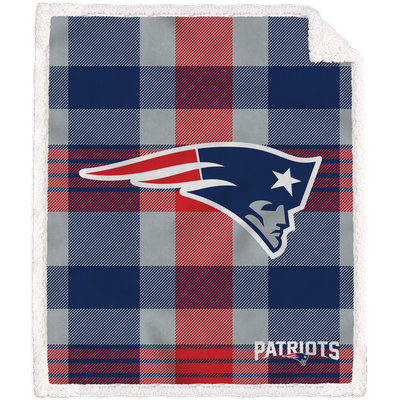 New England Patriots Pegasus Bold Plaid Steel 50" x 60" Ultra Cozy Sherpa Blanket