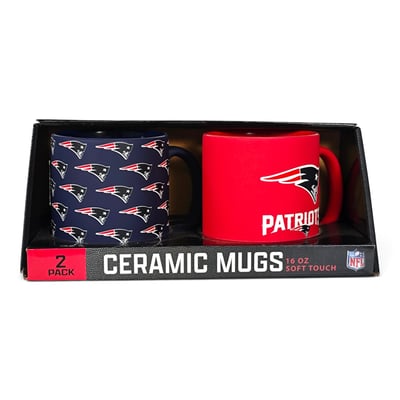 New England Patriots Pegasus Two-Piece 16oz. Home & Away Soft Touch Ceramic Mug Set