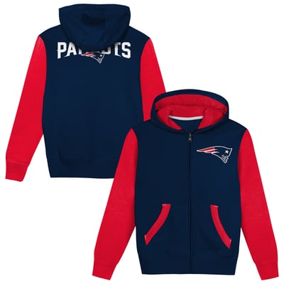  New England Patriots Outerstuff  Preschool Stadium Colorblock Full-Zip Hoodie - Navy/Red