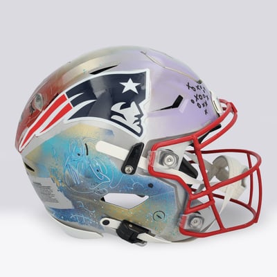 Rob Gronkowski New England Patriots Autographed Fanatics Authentic Riddell Speed Flex Authentic Helmet - Art by Cavier Coleman - Limited Edition #1/1 - UW25