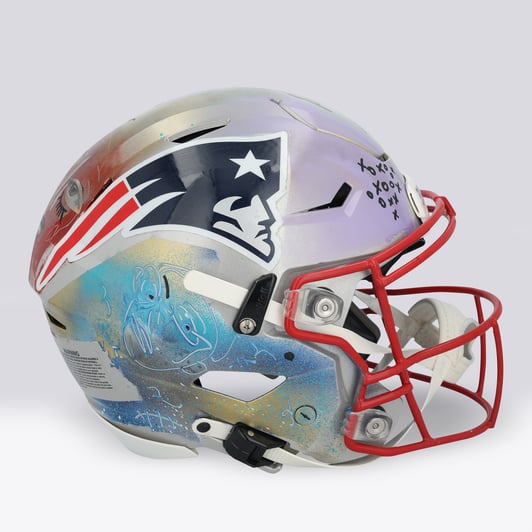 Rob Gronkowski New England Patriots Autographed Fanatics Authentic Riddell Speed Flex Authentic Helmet - Art by Cavier Coleman - Limited Edition #1/1 - UW25