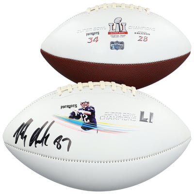 Rob Gronkowski New England Patriots Autographed Fanatics Authentic Super Bowl LI Champions White Panel Football