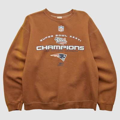 Super Bowl XXXVI Fruit of the Loom 2002 Pullover Sweatshirt - Clay - L by Fanatics Real Vintage