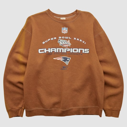 Super Bowl XXXVI Fruit of the Loom 2002 Pullover Sweatshirt - Clay - L by Fanatics Real Vintage