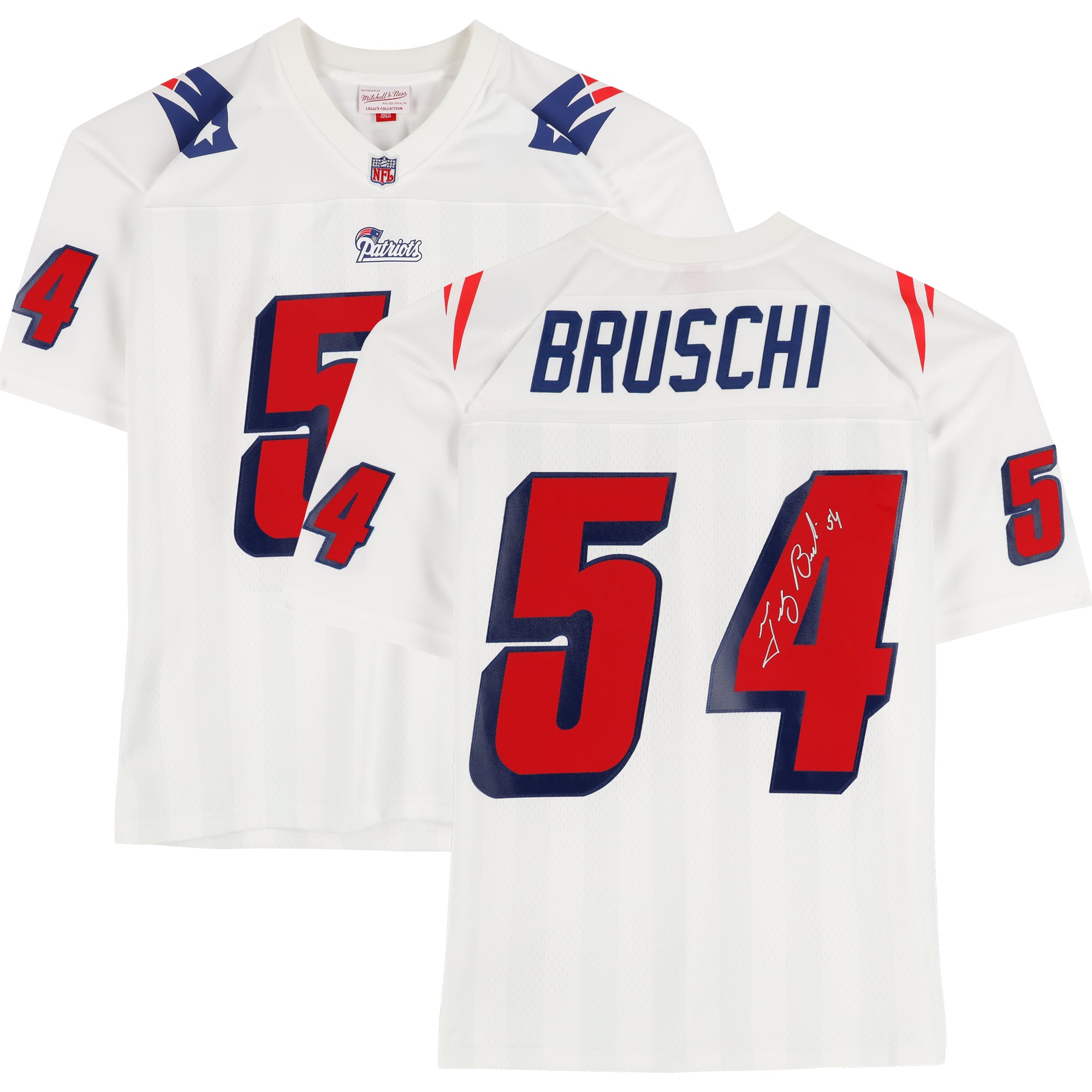 Tedy Bruschi New England Patriots Autographed 1996 White Mitchell 