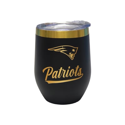 New England Patriots The Memory Company 12oz. Stainless Steel Gold Lettering Stemless Wine Tumbler