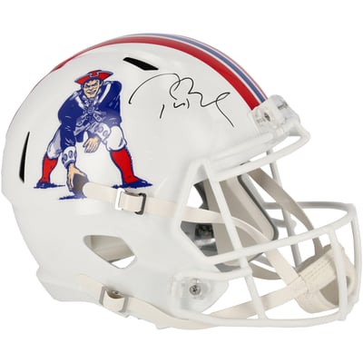 Tom Brady New England Patriots Fanatics Authentic Autographed Riddell 1982-1989 Throwback Logo Speed Replica Helmet