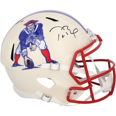 Tom Brady New England Patriots Autographed Fanatics Authentic Riddell Retro Speed Replica Helmet