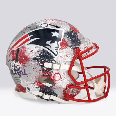 Tom Brady New England Patriots Autographed Fanatics Authentic Riddell Speed Authentic Helmet with "7x SB Champ" Inscription - Art by Nel Shaffer - NF70444420