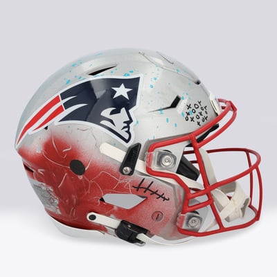 Tom Brady New England Patriots Autographed Fanatics Authentic Riddell Speed Flex Authentic Helmet - Art by Cavier Coleman - Limited Edition #1/1 - UW25