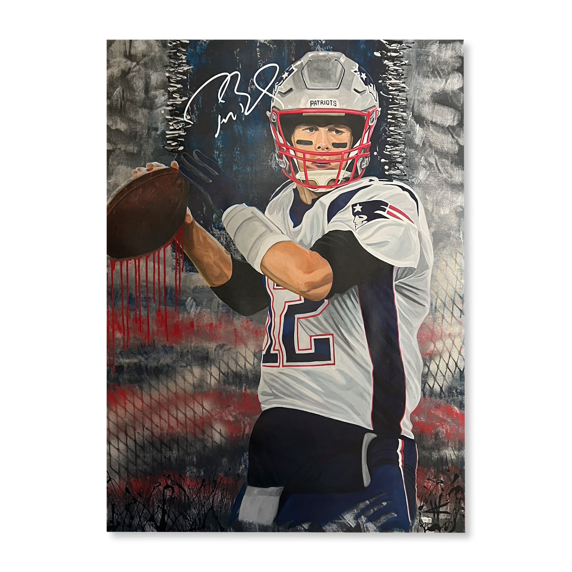 Tom Brady New England Patriots Autographed Stretched 30