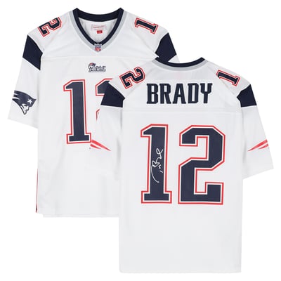 Tom Brady New England Patriots Autographed Fanatics Authentic White Mitchell & Ness 2000 Replica Jersey