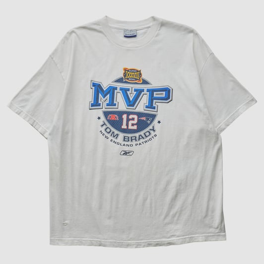 Tom Brady Reebok 2004 T-shirt - White - XL by Fanatics Real Vintage