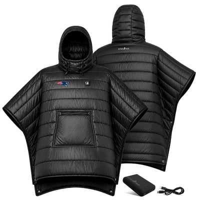 New England Patriots ActionHeat Battery Heated Poncho - Black
