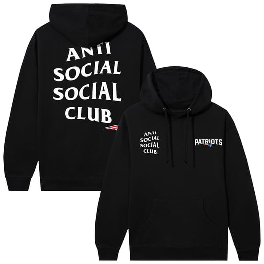 New England Patriots AntiSocialSocialClub x NFL Unisex Snap Hoodie - Black