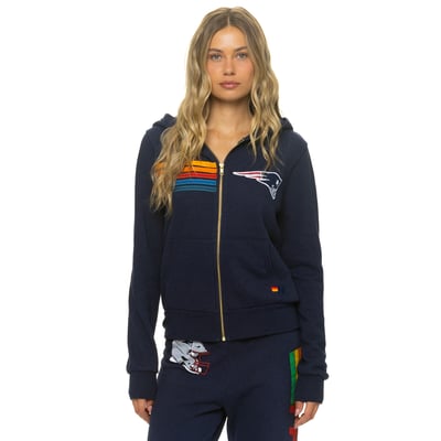 New England Patriots Aviator Nation Unisex Tri-Blend Full-Zip Hoodie - Navy