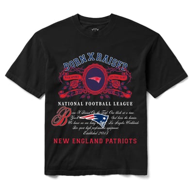 New England Patriots Born x Raised Unisex Crest T-Shirt - Black