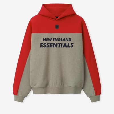 New England Patriots Fear of God x NFL Unisex 90s Relaxed Hoodie - Heather Gray/Red