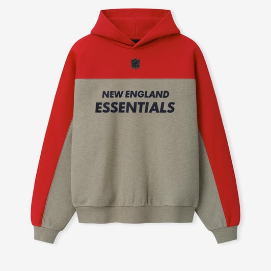 New England Patriots Fear of God x NFL Unisex 90s Relaxed Hoodie - Heather Gray/Red