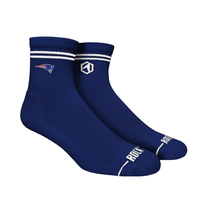  New England Patriots Rock Em Unisex Casual Stripe Quarter-Length Socks - Navy