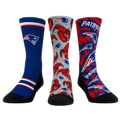  New England Patriots Rock Em Unisex Fan Favorite Three-Pack Crew Sock Set - Navy