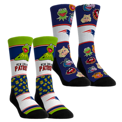  New England Patriots Rock Em Unisex Muppets 2-Pack Crew Socks Set - Navy