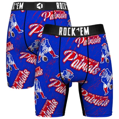  New England Patriots Rock Em Unisex Throwback Logo Allover Boxer Briefs - Navy